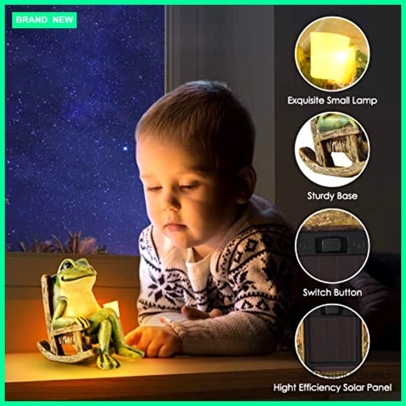 Solar Powered Frog Garden Statue Outdoor Decor Fairy Garden Accessory - Picture 5 of 7